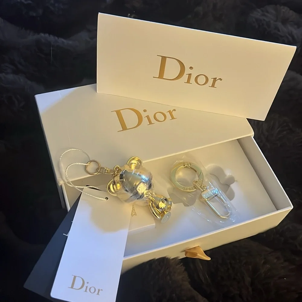Dior Gold/Silver Inlex Bear Charm Rare NIB
